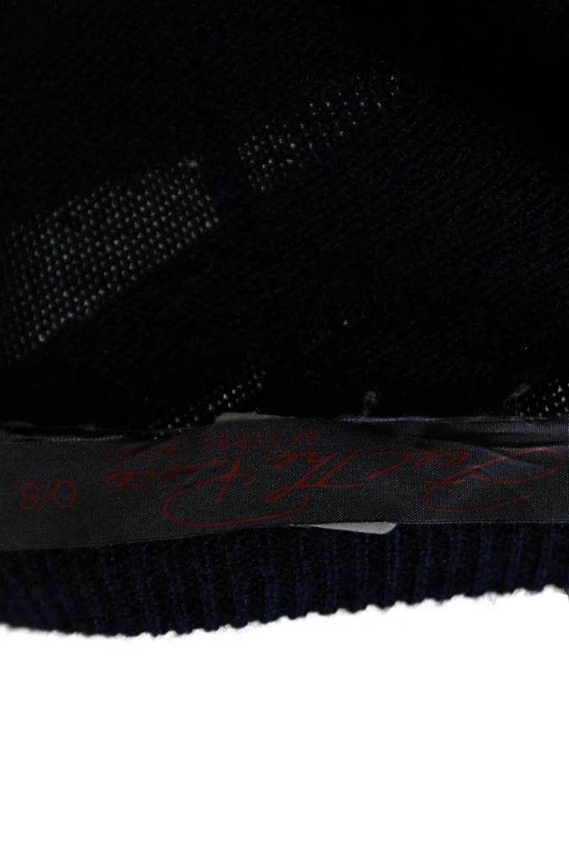 Feel The Piece Womens Long Sleeve Side Slit V Neck Sweater Blue Cotton One Size - Image 4 of 4