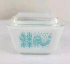 Pyrex Amish Butter Print With Lid Dish Vintage USA 501 B Turquoise 1 1/2 Cup