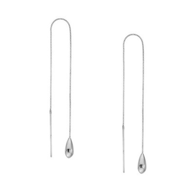 Träne Tropfen Box Kette Einfädler Ohrringe echt 14k Weißgold