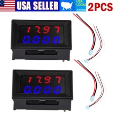 2X DC 500V 10A Voltmeter Ammeter Blue Red LED Dual Digital Volt Amp Meter Gauge