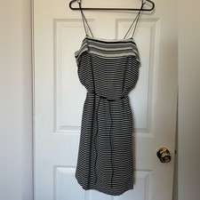 Madewell Women’s Silk Striped Drawstring Waist Dress - Size 4 NWT