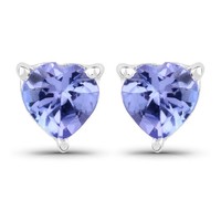 Cavill Tansanit Ohrringe Damen 0,38Ct Herz Silber 925 Rhodiniert