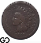 1868 Indian Head Cent Penny, Semi-Key Date, Low Mintage