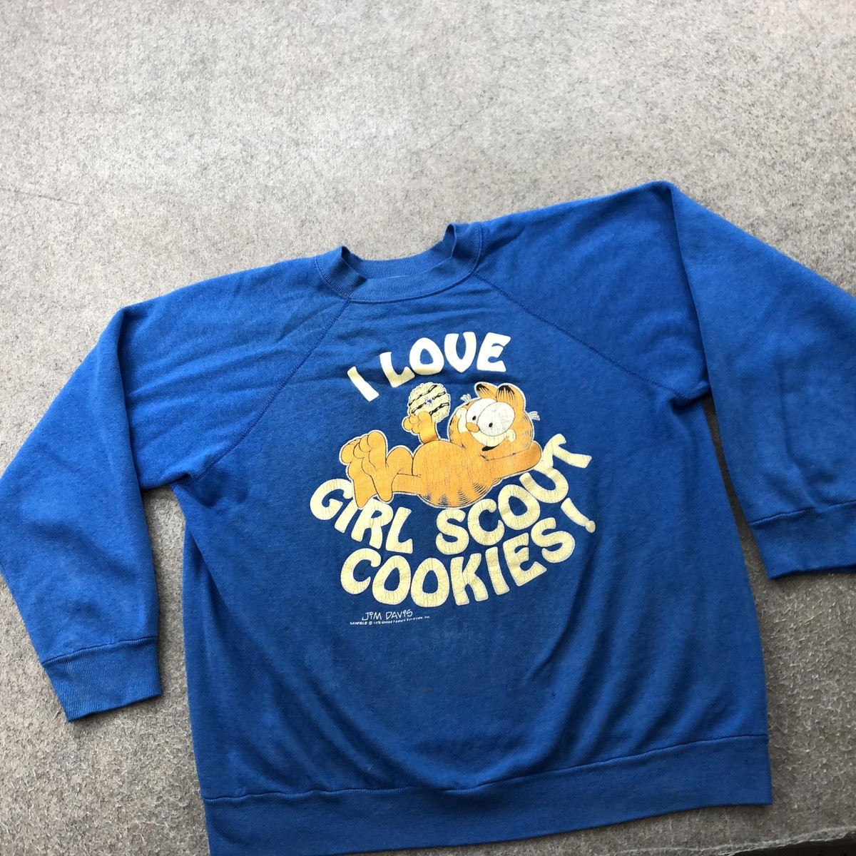 Vintage Garfield Sweatshirt Mens Large Girl Scout Cookies Comic