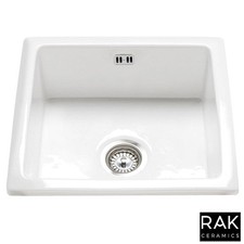 RAK Silvia 1.0 Bowl Gloss White Ceramic Inset/Undermount  Kitchen Sink GOSINK6