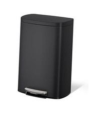 13 gal / 50 L Metal Kitchen Trash Can with Lid, Large 13.2 Gallons Black