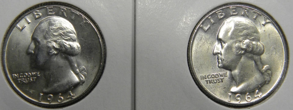 1964-P WASHINGTON SILVER QUARTERS 90% SILVER LOT OF 5-90% SILVER BU COINS - Image 3 of 4