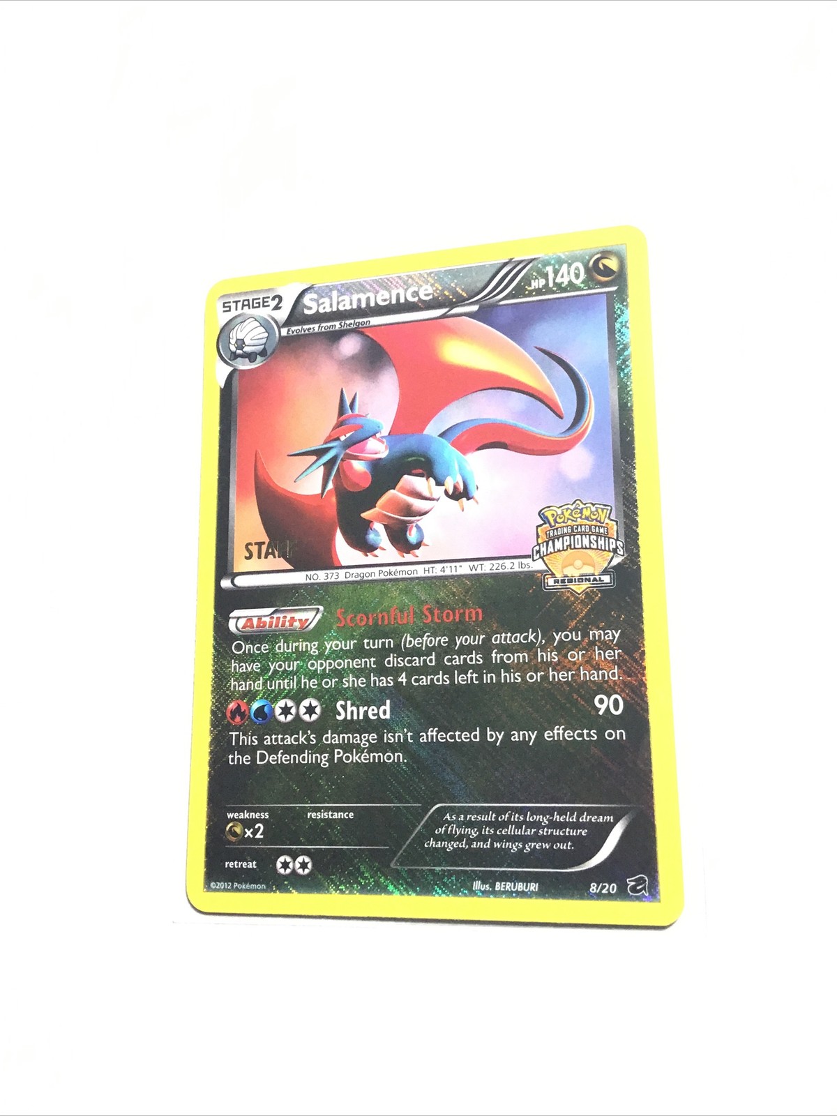 SALAMENCE - 8/20 - STAFF - City Championship Promo - Reverse Holo - Pokemon - NM