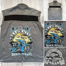 2017 Sturgis Bike Week Black Hills Presidents Frayed Cutoff Gray Biker Vest XL