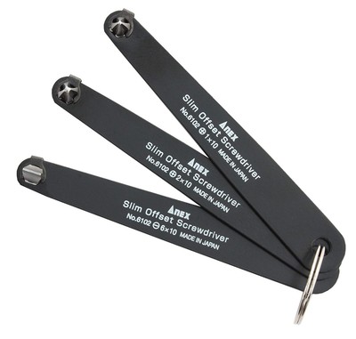 Anex Ultra Low Profile Offset Screwdriver Set 3 Piece, 90 Degree Strai