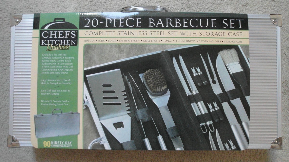 BRAND NEW Chefs Kitchen Outdoors 20 Piece Barbecue BBQ Set With