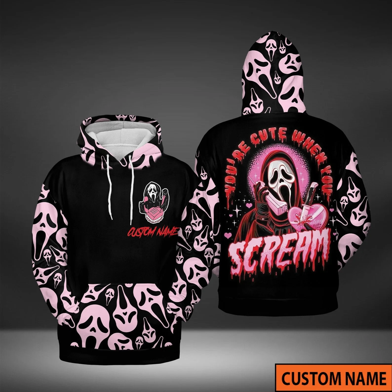 Personalized Horror Ghostface You're Cute When You Scream 3D HOODIE Us Size