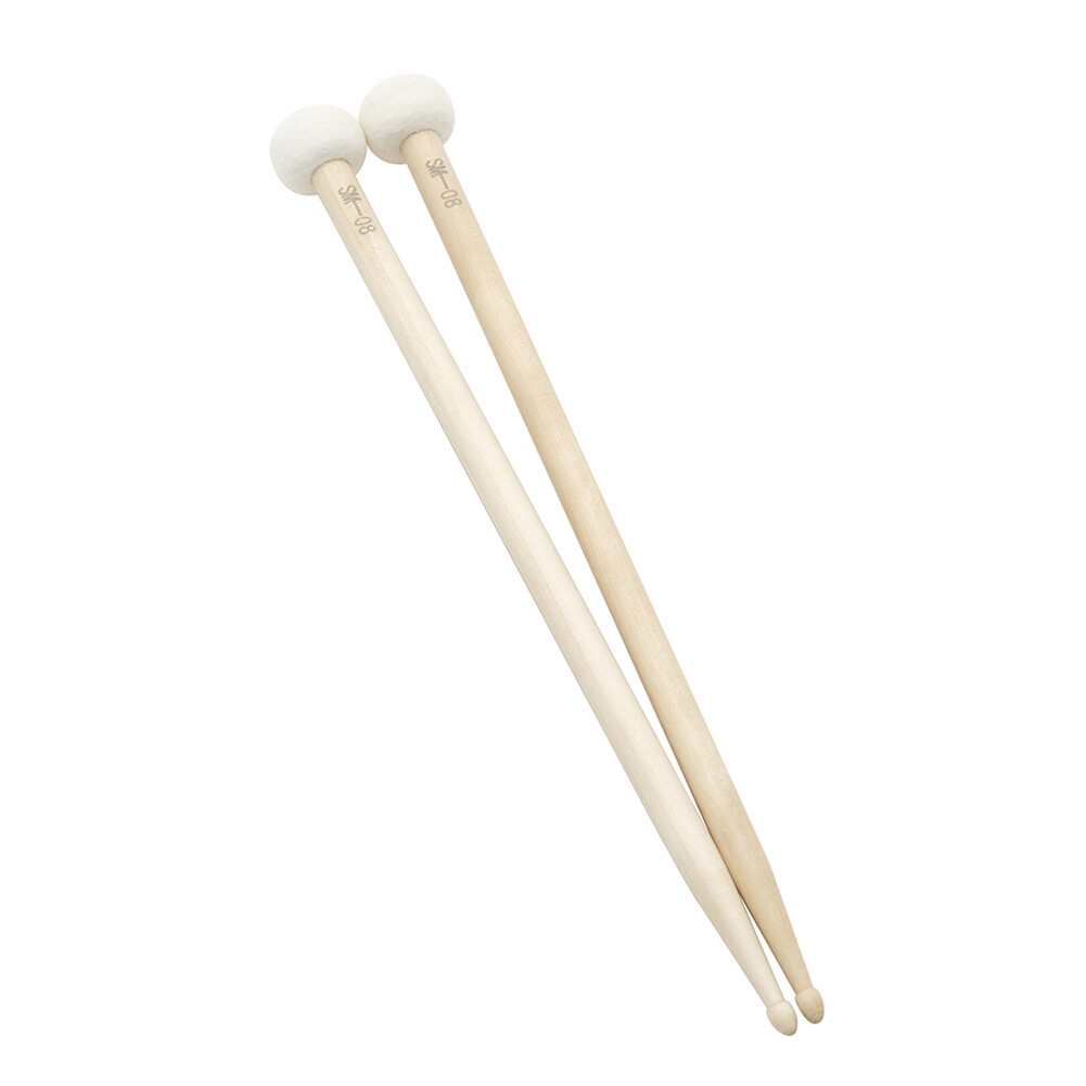 1 Pair Timpani Drumsticks Practice Playing Double-head Drum Hammer Natural Wood