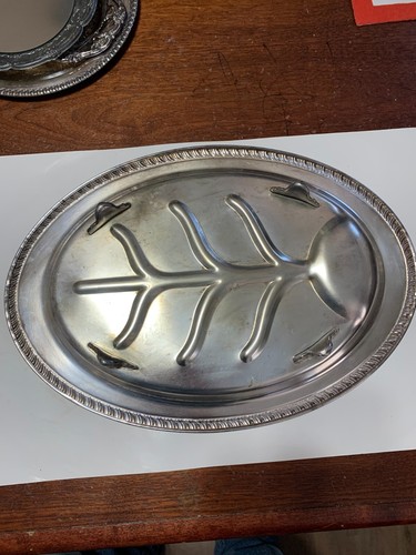 Regency Silver Plate 17 5/8" Footed Meat Tray/Platter - Picture 3 of 5