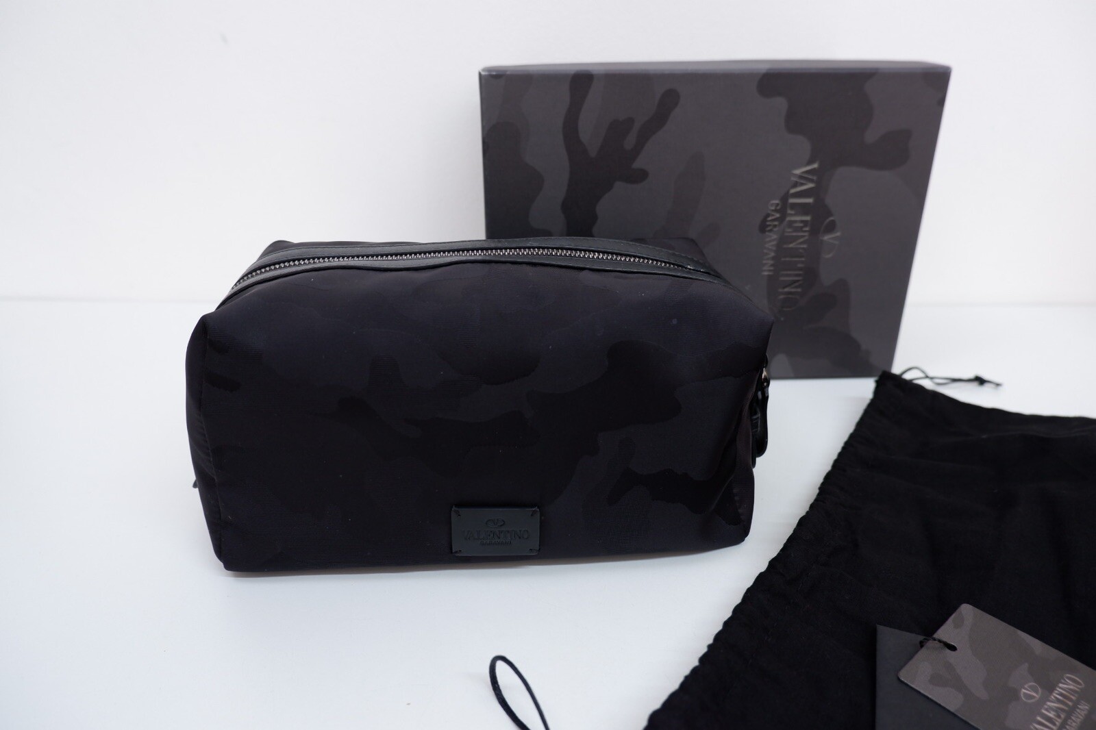 Valentino para hombre unisex bolsa de lavado de viaje bolsa trasera de cuero camuflaje