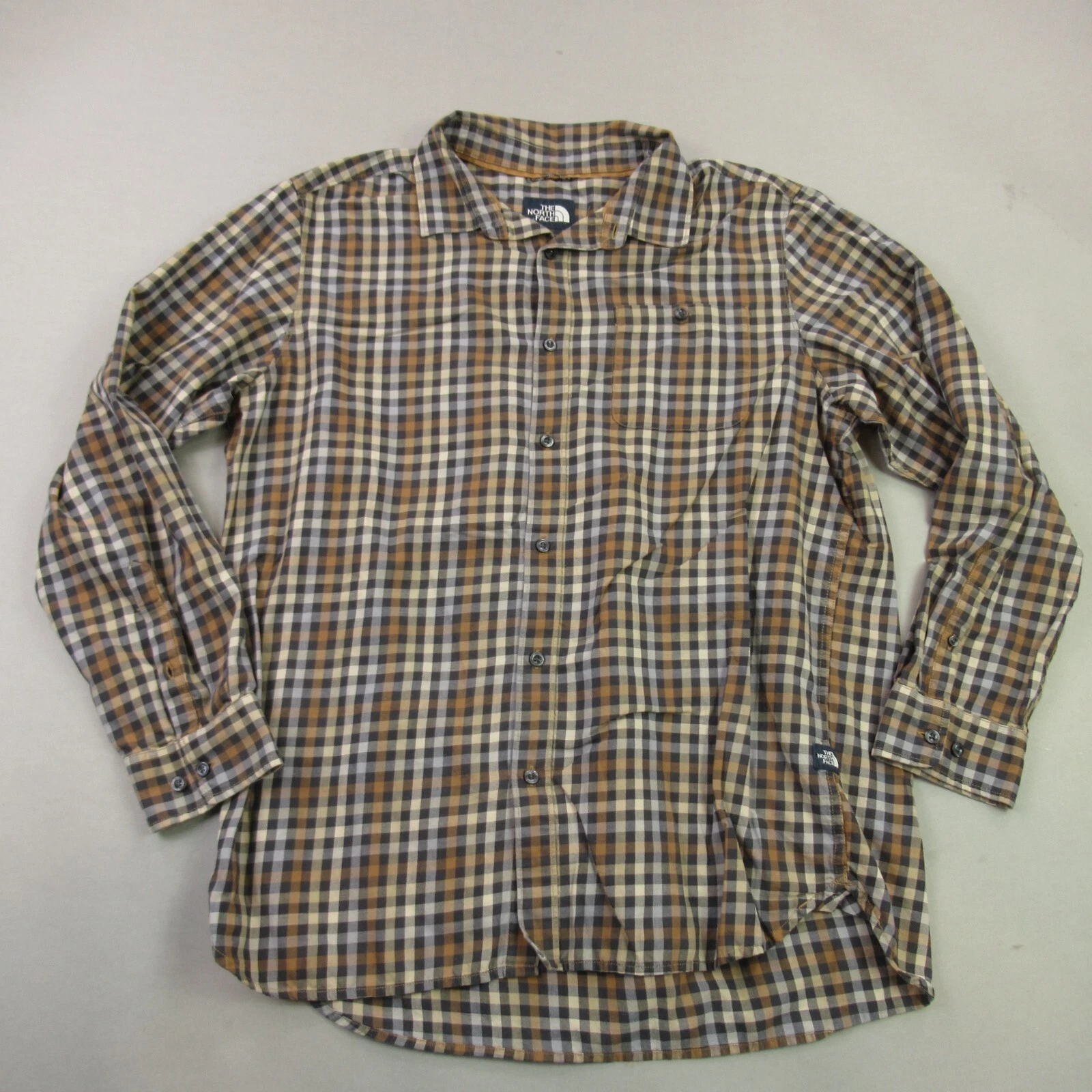 North Face Shirt Mens XL Long Sleeve Plaid Pockets Button Front Lightweight