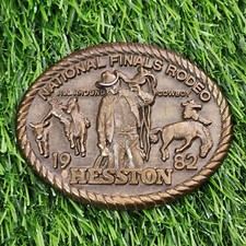 Hesston National Finals Rodeo Belt Buckle 1982 Commemorative Series