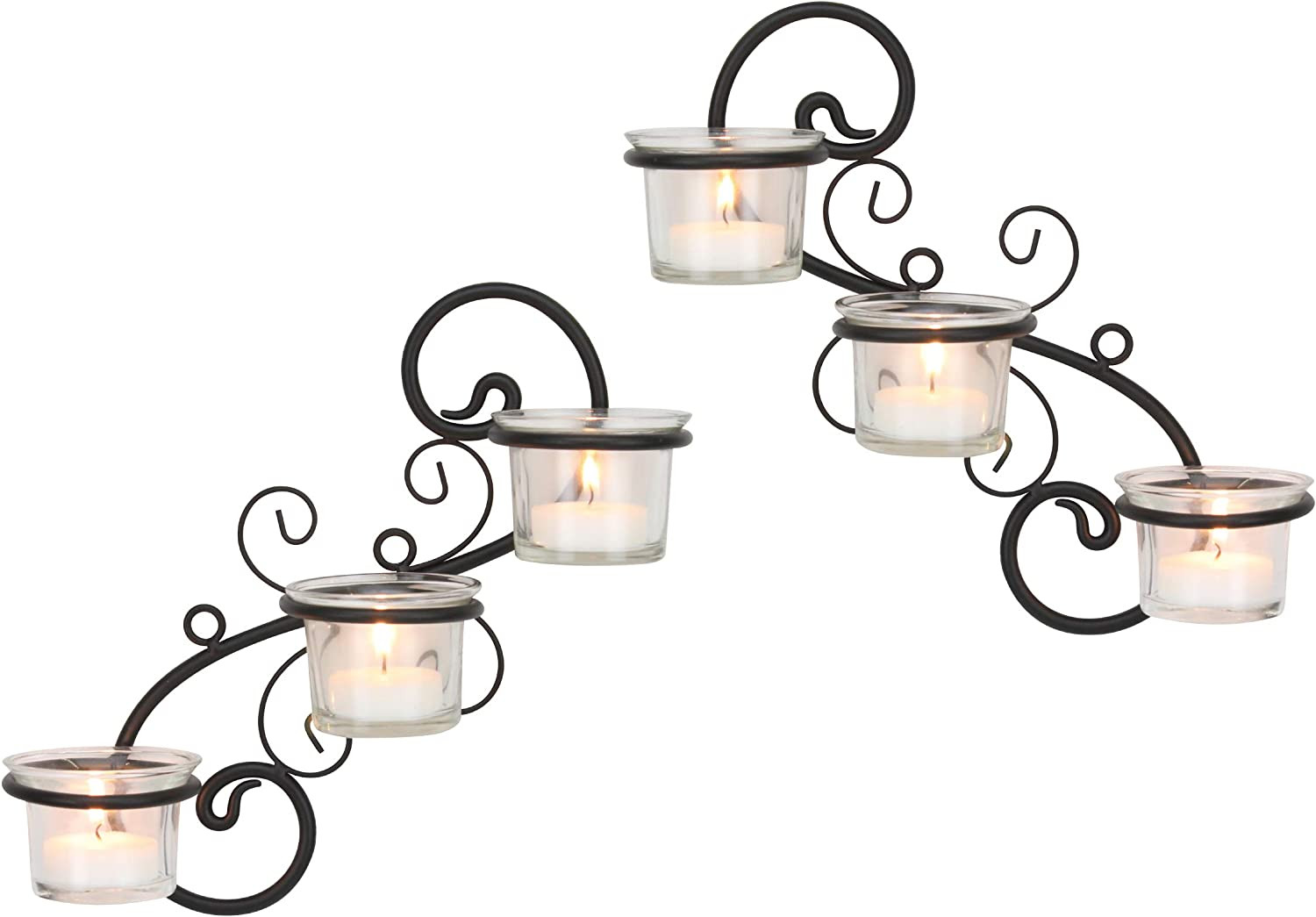 Stonebriar Decorative Tea Light Candle Holder Wall Sconce Set 6-tealight Bl&hellip;