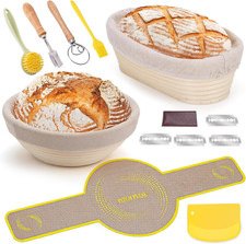 Bread Proofing Basket Set, PITCH PULSE 9 Inch round and 10 Inch Oval Banneton...