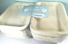 Pack of 50 - Natural Organic Palm Leaf Dinner Plates 6 x 9" Deep Dinner Plate