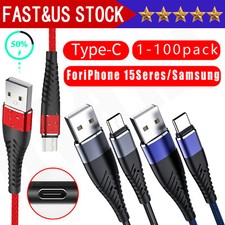 For iPhone 17 16 Pro Max Braided USB C Type C Fast Charging Data Cable Cord Lot