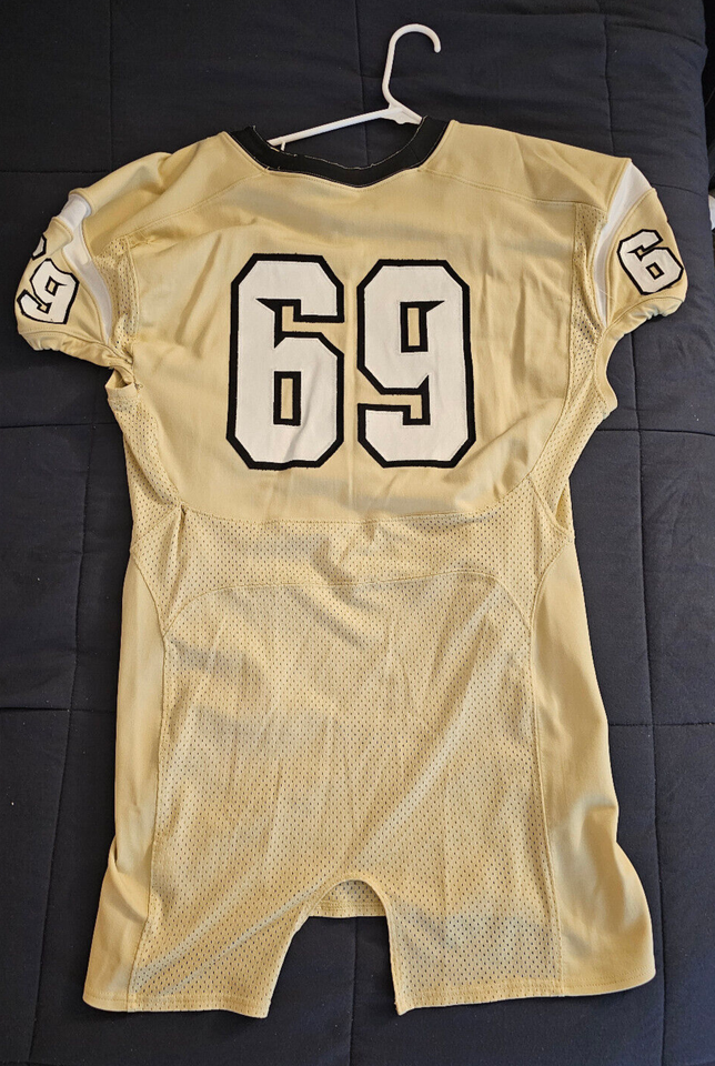 2014 UCF Knights Game Used / Worn Nike Football Gold Color Jersey 69 L
