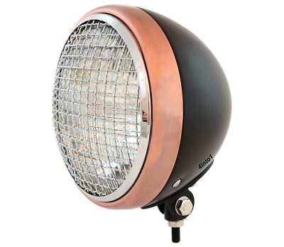 7'' Bottom Mount Motorcycle Headlight Black Bronze Chrome Grill Clear H4 Halogen