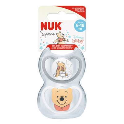 Nuk Space Baby Dummy Winnie The Pooh space Soother BPA Free Size 2 6-18M 2 Pack
