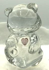 Fenton Art Glass Teddy Bear Paper Weight / Birthstone October Pink/Rose Heart