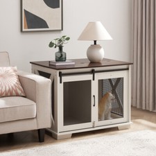 Rustic Dog Kennel Furniture - Convertible End Table w/ Removable Divider