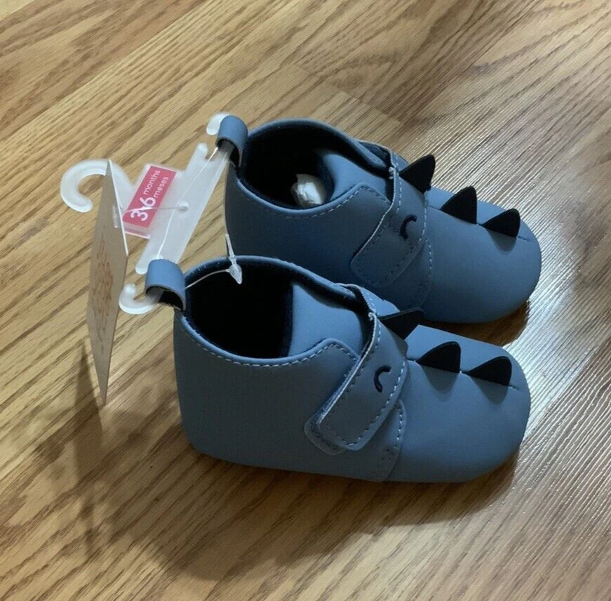 Just One You by Carters Infant Boys Blue Dinosaur Shoes Size 3/6M - Image 2 of 3