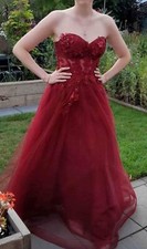 Strapless Burgundy Prom Dress Size 8/10