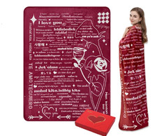 Valentines Day Gifts for Women I Love You Blanket 100 Languages Soft Fleece Blan