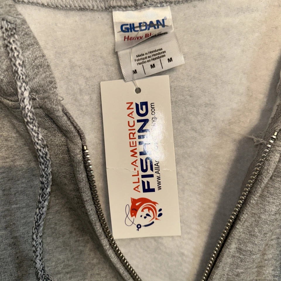 Chaqueta con capucha All-American Fishing para hombre, gris, mediana Foto 3 de 4