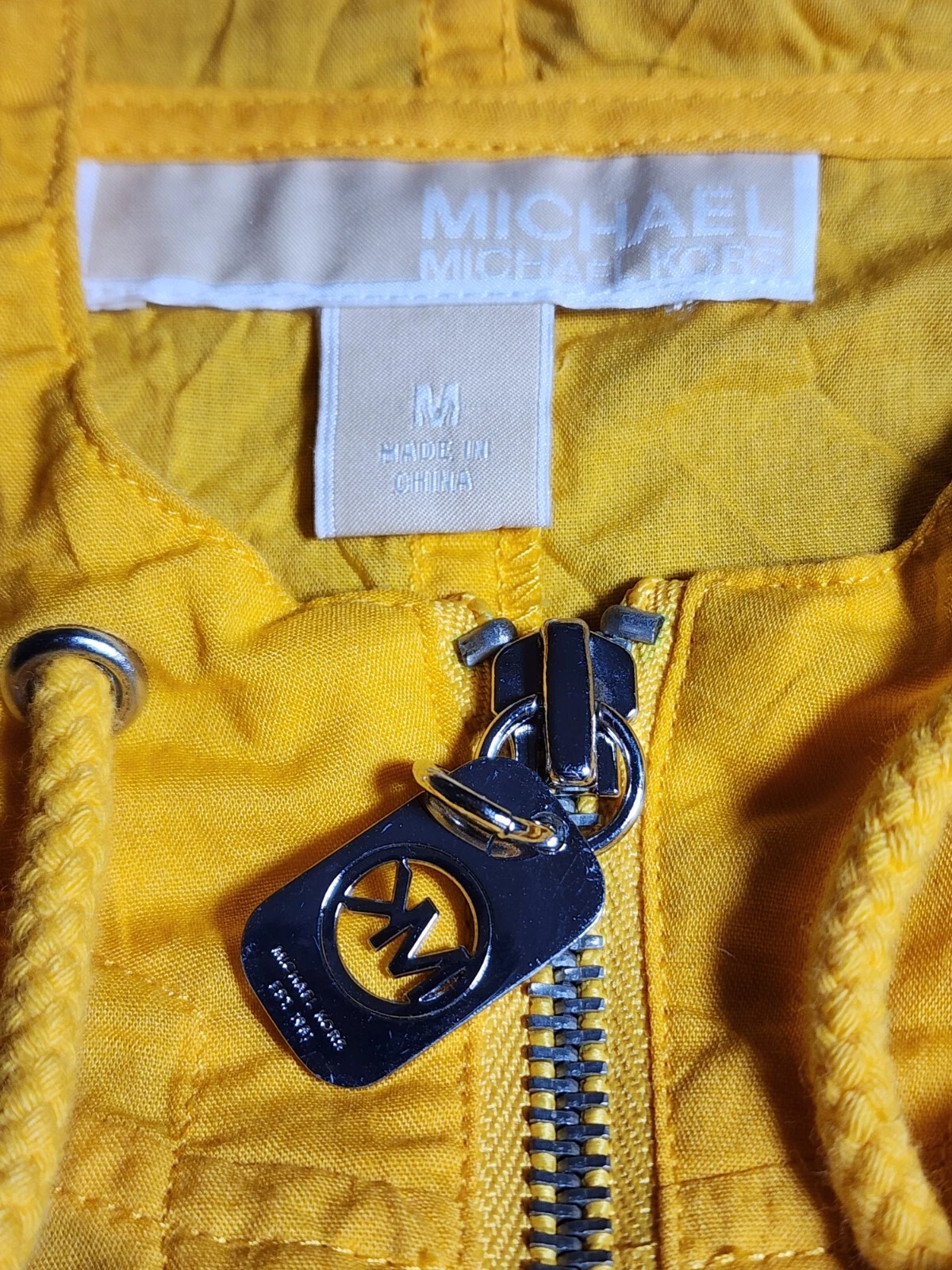 Michael Kors Top donna maglione giallo medio manica lunga quarto zip cappuccio
