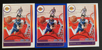 (3) 2021-22 NBA Hoops Anthony Davis BLUE PARALLEL + 2 Base #146 Lakers