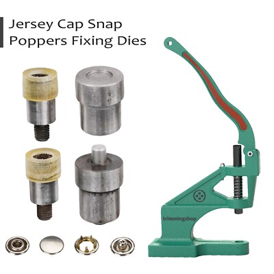 Grüne Handpresse Maschine mit Jersey Kappe Druckknopf Druckknöpfe Set
