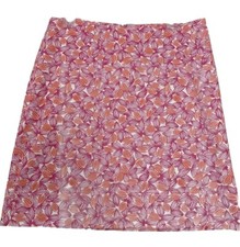 Talbots Misses White Pink Orange Print, Lined, A-line Skirt Sz 8