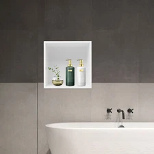 Recessed Shower Storage Shelf Stainless Steel White Bathroom Shower Organizer US