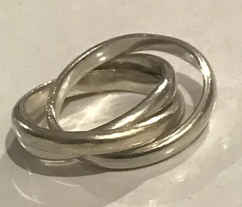 Vtg Mexico 925 Sterling Silver Interlock Ring Size 7.5