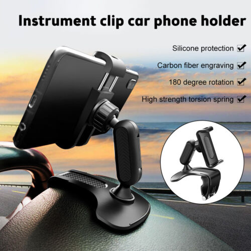 Car Dashboard Dash Mount Mobile Phone Holder GPS Stand Cradle Bracket Clip on - Foto 1 di 12