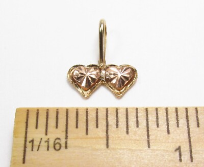 Gebrauchter Michael Anthony 14K Gold zwei Herzen Schatz zierlicher Dia Anhänger