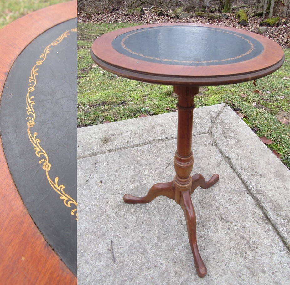 Antique pedestal side stand SOLID WALNUT round table old ESTATE