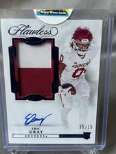 2023 Panini Flawless Collegiate ERIC GRAY JERSEY PATCH AUTO /15 OKLAHOMA GIANTS!