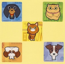 10 Playful Pets - Large Stickers - Party Favors -Dog, Cat, Puppy, Kitten