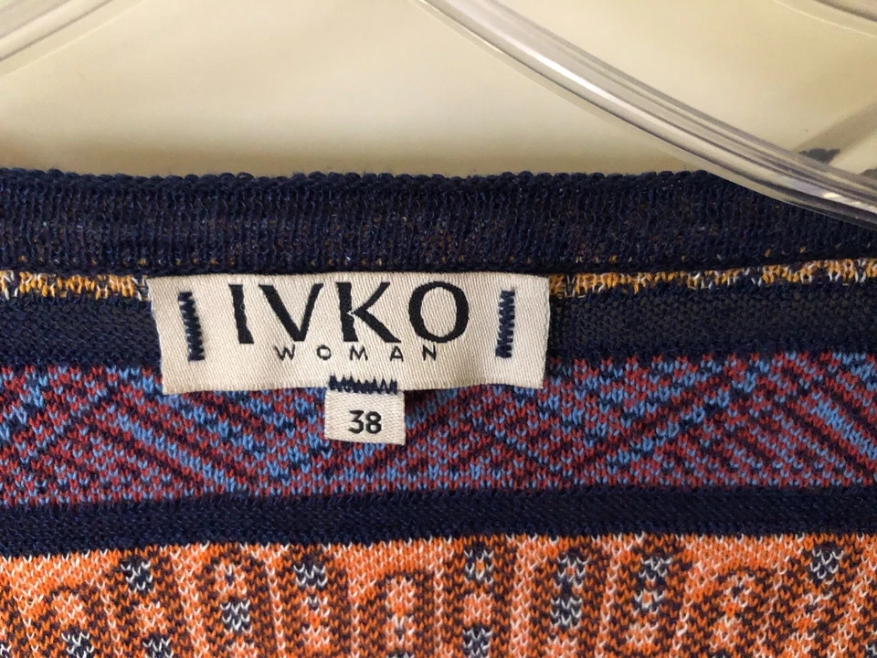 Cárdigan Ivko Para Mujer 38 Pequeño Largo Lino Algodón Tejido Plisado Suéter Colorido Foto 3 de 3