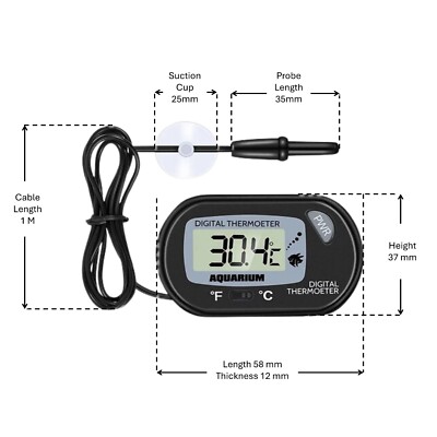 Dual Scale Display LCD Fisch Aquarium Thermometer mit 1 Meter genauer Sonde