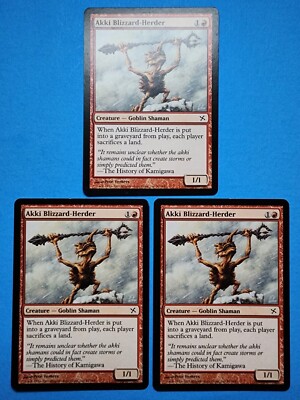3x Akki Blizzard-Herder Betrayers of Kamigawa Mtg Card Creature Goblin Shaman 91