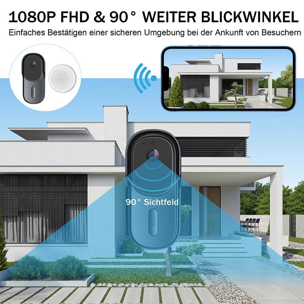 Türklingel mit Kamera WLAN Video Funkklingel Ring Doorbell HD WiFi Nachtsicht eBay