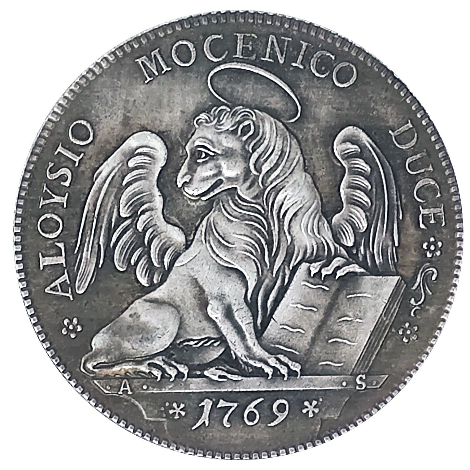 Copia moneta Repubblica Veneta 1 Tallero 1769 Aloysio Mocenigo Leone 41.00mm 26g